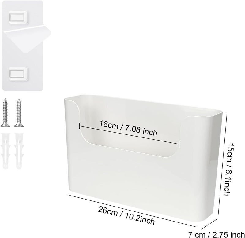 POUYRBA Wall File Holder - White Plastic Wall Mount File Organizer for Office, Home, Classroom - Image 2